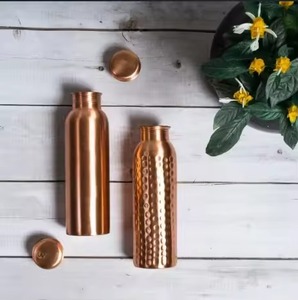 100% Pure Copper Modern Water Bottle Eco-Friendly Ayurvedic <b>Drinkware</b> Handmade Portable Bottle for Travel Office Home Daily Use - Product Image 1