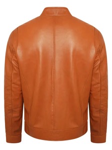 เสื้อแจ็คเก็ตหนังสีน้ำตาลสำหรับผู้ชายสุดคลาสสิก - Product Image 2