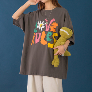 Oversized <b>Black</b> <b>T</b>-<b>Shirt</b> With Love Rules Print Short Sleeve O-Neck Casual Men's Jersey Knitted Cotton <b>T</b>-<b>Shirt</b> - Product Image 2