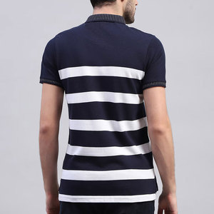 Men's Navy <b>White</b> Striped Short Sleeve Knitted <b>Polo</b> Shirt Casual Design Button Front Regular Fit <b>Polo</b> T-Shirts - Product Image 6