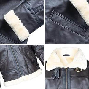 Veste aviateur en peau de mouton véritable pour homme, veste bomber en cuir véritable, doublure en fourrure de mouton véritable, veste en cuir classique chaude pour l'hiver - Product Image 5