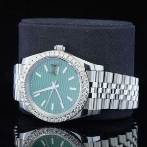 Montres de mode pour hommes, cadran vert, bracelet Jubilee en acier inoxydable, diamant Moissanite de qualité VVS1 rose, Moissanite de qualité VVS1 - Product Image 3