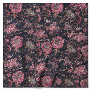 Conjunto de tela de algodón estampada a mano con diseño floral oscuro y rayas Buta, material para vestidos, Kurta, trajes, Dupatta, manualidades y costura. - Product Image 3