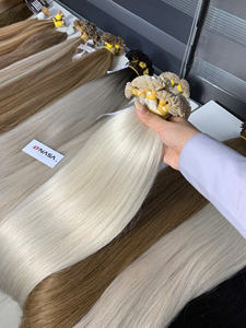 Extensions de cheveux de haute qualité, kératine pré-collée, pointe plate, 100% cheveux vierges vietnamiens, couleur platine - Product Image 5