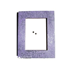 Rectangle Metal Photo <b>Frame</b> Purple Embossed Floral Pattern Horizontal Design - Product Image 1