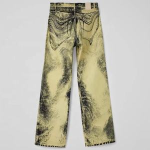 Vaqueros de hombre vintage de estilo urbano, azul oscuro, sin elasticidad, holgados, modernos, lisos, de punto, de verano, con cremalleras, de pierna recta, forrados de forro polar, de secado rápido - Product Image 4