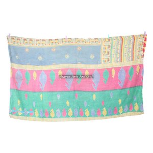 Indian Handmade <b>Quilt</b> Wholesaler, Manufacturer, Retailer Indian Reversible Hand Stitched Heavy <b>Throw</b> Old Sari Blanket Patch Work - Product Image 6