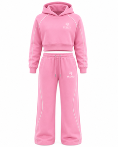 Survêtement homme personnalisé avec logo, passepoil contrastant, taille élastique, sweat-shirt décontracté oversize à capuche pour homme - Product Image 1
