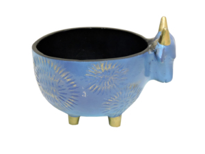 Figura Decorativa de Toro de Hierro Estampado en Azul y Dorado, Decoración de Mesa, Diseño Clásico Chapado en Oro, Duradero, Artesign - Product Image 3