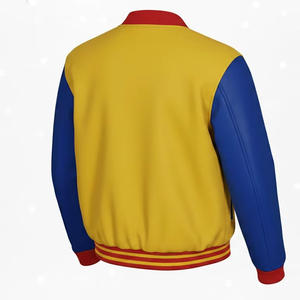 <b>Men</b> <b>Varsity</b> <b>Jacket</b> Casual Button Up Cotton Color Block Lightweight Fashion <b>Bomber</b> <b>Jacket</b> Custom Logo Wholesale - Product Image 2