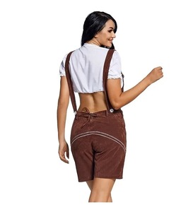 Trajes de Lederhosen Alemanes, Pantalones Cortos con Tirantes para Cerveza, para el Oktoberfest Bávaro, Halloween, Carnaval, con Patrón Bordado Sólido - Product Image 3