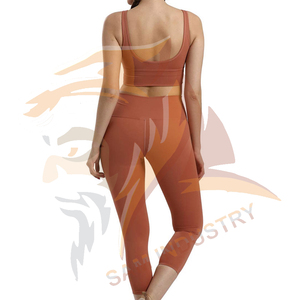 Conjuntos de Yoga Transpirables de Secado Rápido, de Alta Calidad, Personalizables con Logotipo Frontal, 100% Algodón, Conjunto de Yoga de 2 Piezas para Mujer - Product Image 3