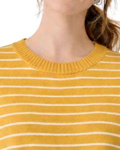 Gilet tricoté sans manches jaune personnalisé pour femme, à rayures blanches, col rond, doux, léger, décontracté, élégant, pour l'été - Product Image 6