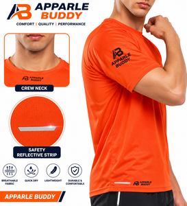 T-shirt décontracté à manches courtes 100 % coton pour homme de la marque AMY, uni avec broderie sur le devant, coupe classique, personnalisable avec logo, vente en gros - Product Image 6
