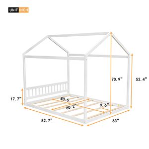 Letto a casetta in legno bianco Queen Size con testiera per la cameretta dei bambini - Product Image 4