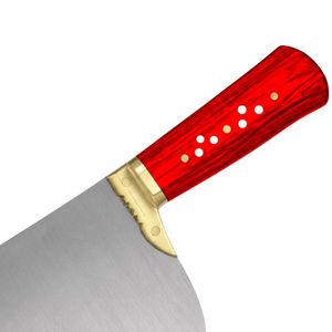 MS ™   Couteau à viande robuste en acier inoxydable argenté avec manche rouge et bolster doré, hachoir de boucher large, couteau de cuisine - Product Image 4