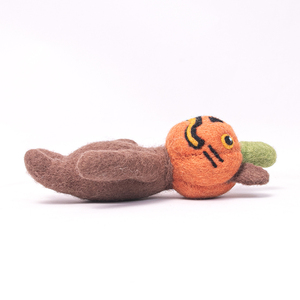 Handmade Needle Felted Pumpkin Cat Figurine - Handcrafted Wool Felt Halloween Kitty <b>Doll</b> for Home Decor & Festive Gifts - Product Image 3