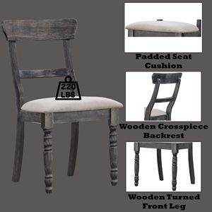 Set di 2 sedie da pranzo Leventis in lino marrone chiaro con finitura grigio anticato - Product Image 3