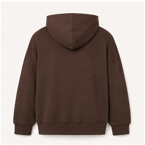 Sudadera con Capucha Extra Grande para Hombre, Color Marrón Chocolate, Personalizable, Sin Cordón, Frente Liso, Felpa Suave de Algodón Modal, MHOOD-0010 - Product Image 2