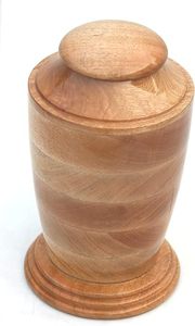 Classic cylinder shape wooden cremation urn handcrafted memorial vessel smooth polished wood urn <b>tall</b> round body funeral urn - Product Image 5