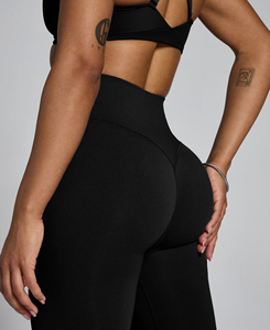 High Waist Full Length Black Knitted Women <b>Leggings</b> Stretchy Breathable Sporty Style All Seasons Seamless Spandex Nylon - Product Image 5