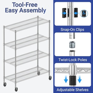 ชั้นวางของครัวสแตนเลสสตีล 4 ชั้น รุ่นใหม่ อเนกประสงค์ สำหรับจัดเก็บของใช้ในบ้านและห้องนั่งเล่น ราคาถูกที่สุด - Product Image 5