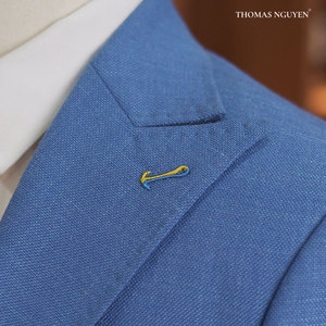 ชุดสูทชายหาดสีน้ำเงินสุดหรูสำหรับผู้ชาย - ชุดสูทแบบสั่งตัด 2 ชิ้น (เสื้อแจ็คเก็ตและกางเกง) |   คอลเลกชันสีธรรมชาติ - Product Image 3