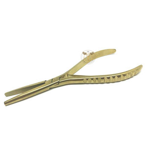 Pinzas Profesionales de Acero Inoxidable con Punta Plana Dorada para Extensiones de Cabello con Anillos Micro, Nano e I-Tip - Product Image 1