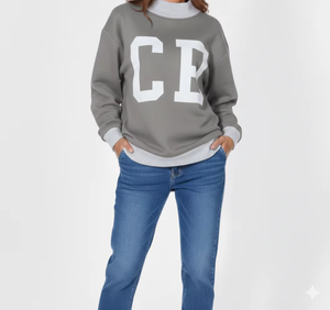 Classic <b>Women</b> Long Front Oversized Mockneck Pullover Premium Cotton Fleece Comfortable Loose Winter <b>Sweatshirt</b> - Product Image 1