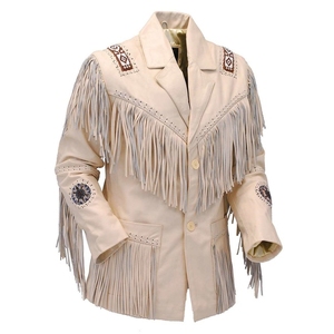 Retro Country Style <b>Mens</b> Leather <b>Coat</b> with <b>Long</b> Tassels Handcrafted Cowboy Apparel for Rodeo and Western Fashion <b>Men's</b> Jackets - Product Image 5