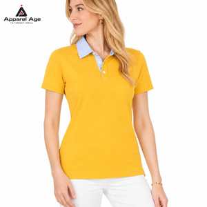 Polo pour femme en coton 100% de qualité supérieure, vente en gros de luxe, personnalisation de votre logo de marque, t-shirt pour femme, polo oversize pour femme - Product Image 2