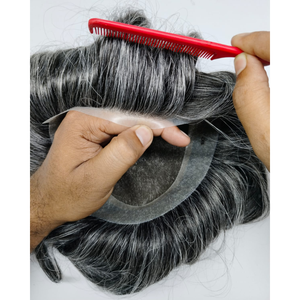 Prótesis Capilar Masculina de Onda Natural, Cabello Humano Remy, Base Completa de PU para Pérdida de Cabello - Product Image 3