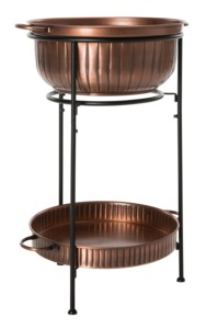 Double Tier Corrugated Copper Metal Wine And Beer Chiller <b>Stand</b> Floor Standing Copper <b>Drink</b> Basin With Storage Shelf Outdoor - Product Image 4