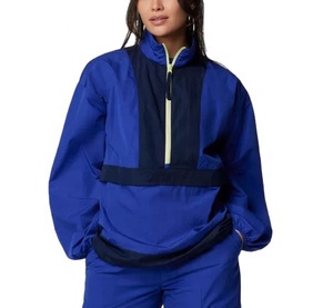 Venta caliente Fabricante pulóver bloque de color a prueba de viento impermeable señoras chaqueta cortavientos ropa informal chaqueta de nailon para mujer - Product Image 1