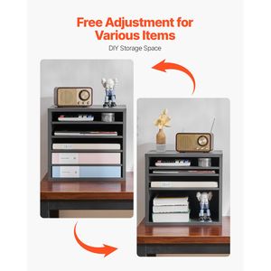 Organizzatore da Scrivania in Legno Regolabile con 5 Scomparti, Porta Documenti in MDF - Product Image 5
