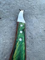 Couteau à boucle unique personnalisé Ziq International, manche vert, acier J2, outil de coupe de sabots pour chevaux, usage professionnel, modèle