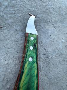 Couteau à boucle avec manche vert en acier J2, outil professionnel pour le soin des sabots des chevaux - Product Image 5
