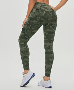 2026 Women's High Waist Camouflage Yoga <b>Leggings</b> With Pockets Full Length Four-Way Stretch Spandex Nylon Pants 180 g - Product Image 3