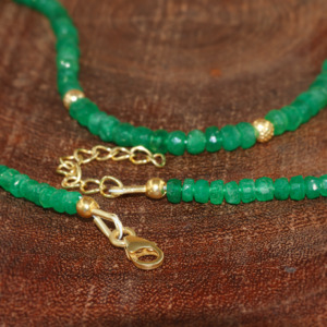 Emerald Beads Face <b>Necklace</b> Handmade <b>Statement</b> Jewelry Face Design <b>Necklace</b> with Emerald Beads Elegant Handmade Piece - Product Image 1