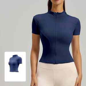 Veste de yoga pour femme, coupe ajustée, manches longues, légère, respirante, séchage rapide, en spandex/nylon, avec fermeture éclair, haut de sport printemps automne - Product Image 4