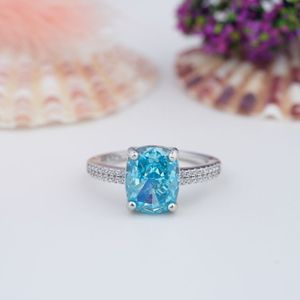 Bague de fiançailles en argent sterling S925 plaqué or 18 carats avec aquamarine ovale taille radiant 1,5 carat, certifiée luxe, pour cadeau de fille - Product Image 5