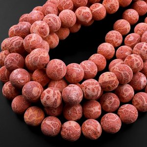 Perles de corail rouge naturel, perles rondes en pierre précieuse, pour la fabrication de bijoux, collier, bracelet, vente en gros - Product Image 5