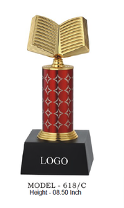Trophée en métal, colonne rouge, plaqué or, gravure, base en bois noir, modèle 618 A B C, récompense de rentrée scolaire et de remise des diplômes - Product Image 6