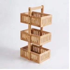 Bamboo Three-Layer Spice <b>Storage</b> <b>Rack</b> Rectangular Standing Type Minimalist Design for <b>Kitchen</b> Sundries Holders - Product Image 1