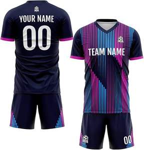 ชุดฟุตบอลดีไซน์ล่าสุด 100% โพลีเอสเตอร์ สไตล์ใหม่ ชุดมืออาชีพสำหรับผู้ใหญ่ คุณภาพพรีเมียม สีสั่งทำได้ แห้งเร็ว - Product Image 1