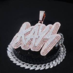 High Quality Styles Mossanite Charm Pendant Silver 925 Iced <b>Custom</b> <b>Name</b> <b>Necklace</b> Men Hip Hop Jewelry Indian Made Gift - Product Image 2