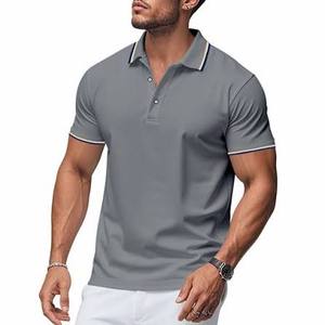 Only for Golf Solid Color Breathable Knitted 100% Cotton Casual <b>Button</b> Front Logo <b>Half</b> Sleeve for <b>Shirt</b> 220g - Product Image 3