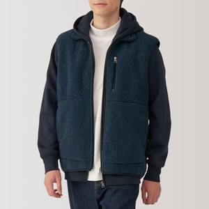 Chaqueta de mezclilla polar reversible para hombre al por mayor, con cremallera completa, informal, transpirable, cálida y elegante para invierno, con logo frontal. - Product Image 1