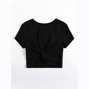 Camiseta Corta Casual al por Mayor para Mujer, Camiseta de Manga Corta de Algodón Suave, Moda de Verano, Estilo Urbano, Corte Ajustado, Logotipo Personalizado - Product Image 5