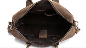 Distressed Leather Briefcase Rugged Vintage Executive Laptop Bag Multi Utility Work <b>Carry</b> <b>Case</b> with Smart Organizer Pockets - Product Image 5
